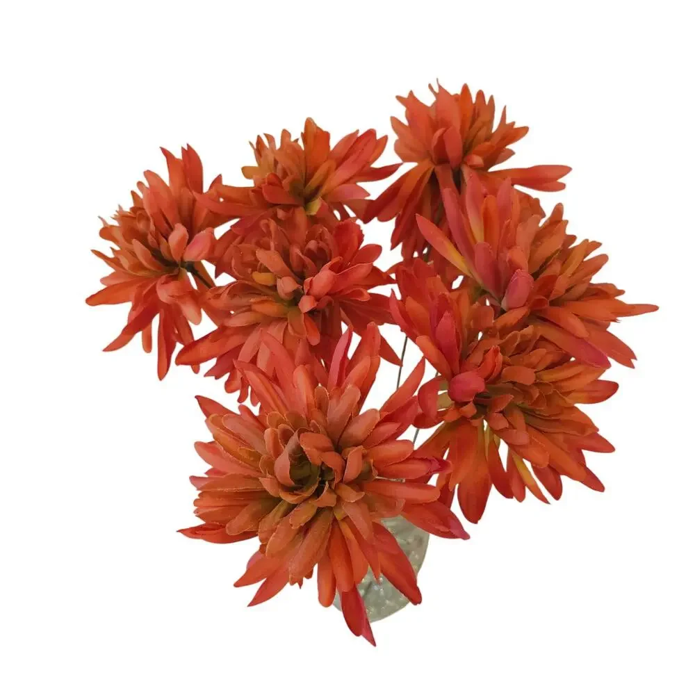 18 Orange Pink Coral Artificial Spider Mum Chrysanthemum Flower Stems Fall